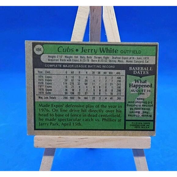 1979 Topps - Jerry White #494  Chicago Cubs - Picture 3 of 4